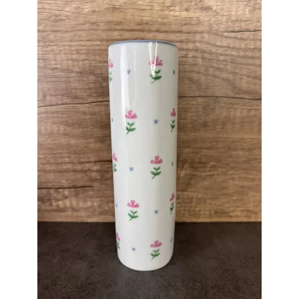 Vintage FTD Floral Hearts White Porcelain 6.5 Bud Vase Japan